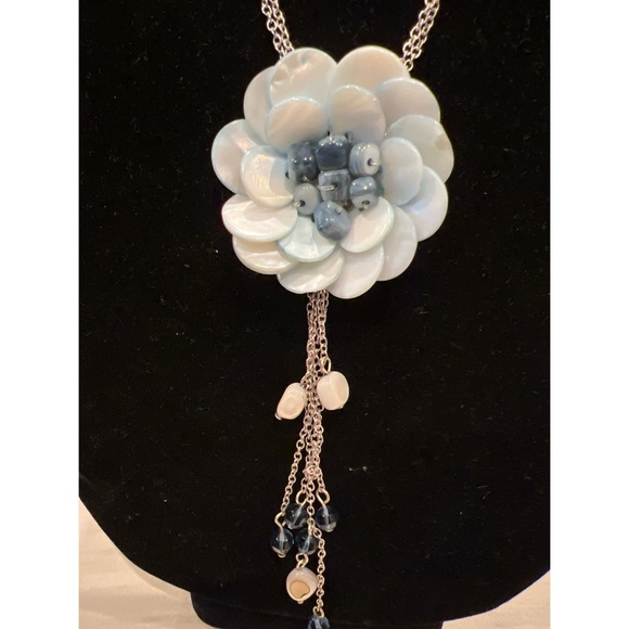 Silver Tone Floral Necklace - Picture 2 of 5